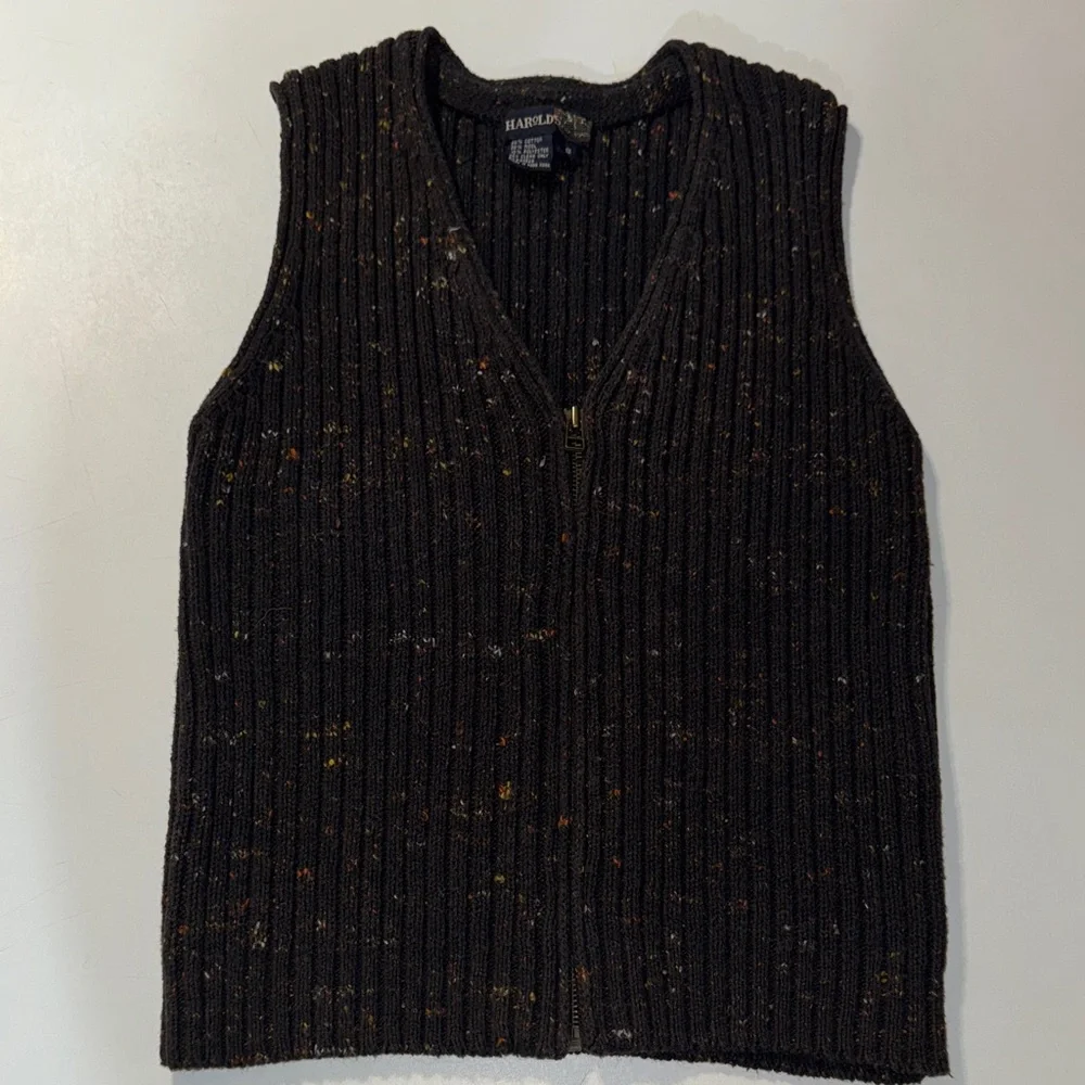Vintage Harold’s Dark Charcoal/Blackish Ribbed Knit Cotton & Wool Vest